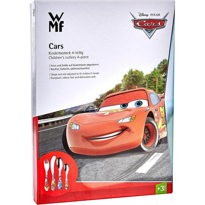 Набір дитячого посуду Disney Cars 2 від WMF: нержавіюча сталь, 4 предмети, від 3 років, Cromargan, придатний для миття в посудомийній машині