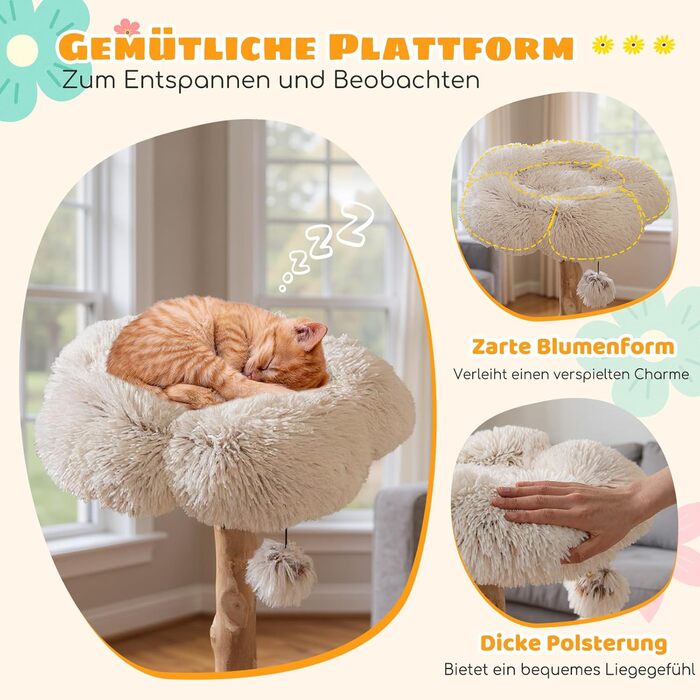 Дерев'яний кігтечка для котів Costway 87см з гамаком та джутовими стовпчиками, білий, 2 стовпчики (1+2)