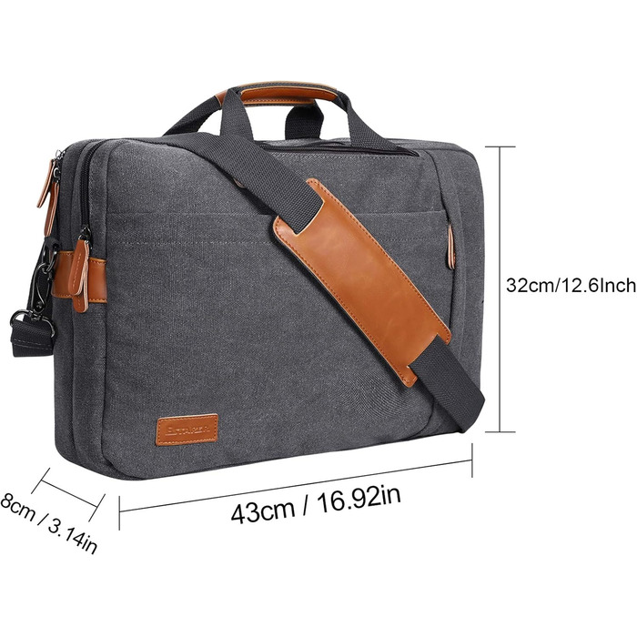 ESTARER Convertible Backpack Laptop Bag Shoulder Bag Messenger Bag 17/17.3 inch Multifunctional Bag for Business/School/Travel
