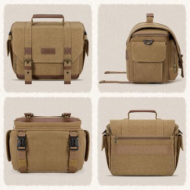 Сумка для фотоапарата RAINSMORE Vintage: Водонепроникний Canvas для DSLR та бездзеркальних камер (Хакі)