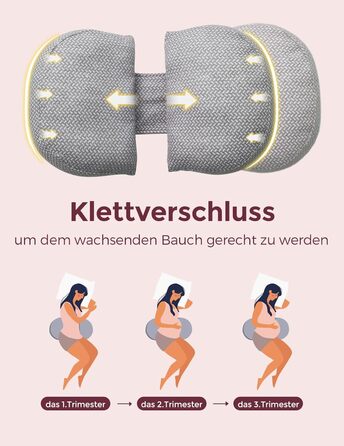 Подушка для вагітних Momcozy з кристального велюру U-подібної форми (145 см) - для тих, хто спить на боці, знімає напругу з спини та стегон (темно-сіра, W-подібна)