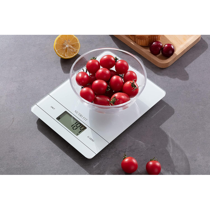 Електронна кухонна вага NUTRI FIT з підзарядкою, USB-C, LCD-дисплеєм, 5 кг, для випічки та приготування їжі, чорна (EK9380HR-weiss)
