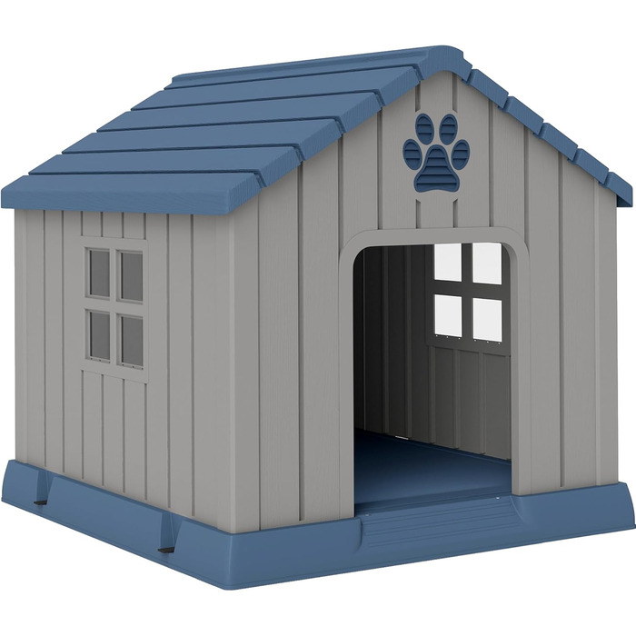 Будка для собак PawHut Outdoor з водонепроникного поліпропілену, вентильована, легка у збірці, сірого кольору