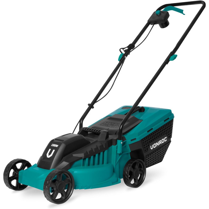 VONROC Corded Electric Lawn Mower | 1300W - 32cm Cutting Width - Adjustable Cutting Height 30-70MM | Electric Scythe Mower for Small to Medium-Sized Areas