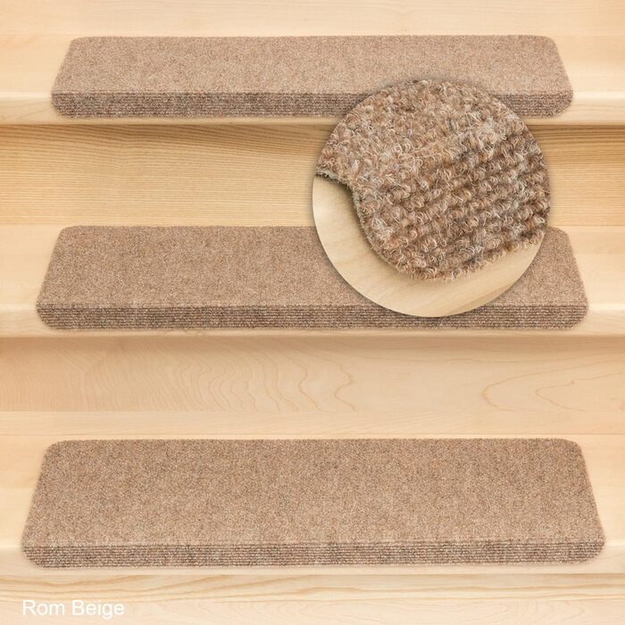 Stair treads Rome 16 pcs 65x24 cm beige