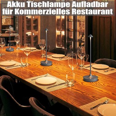 Світлодіодний настільний світильник Leomix акумуляторний, димуючий, водонепроникний IP54 (2 шт, сірий) для ресторану, бару, саду, балкону