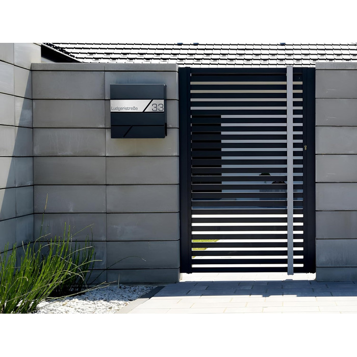 Поштовий ящик з газетницею з нержавіючої сталі, настінний, з замком та відділенням для преси - лазерне гравіювання (Модель 3)