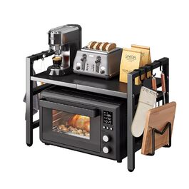 Підставка для мікрохвильової печі UBRAVOO регульована, 100 кг, органайзер для кухні (чорний)