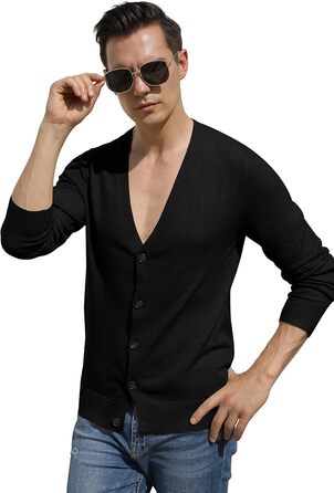 Чоловічий светр Hisir з V-подібним вирізом, легкий та елегантний, чорний, розмір M