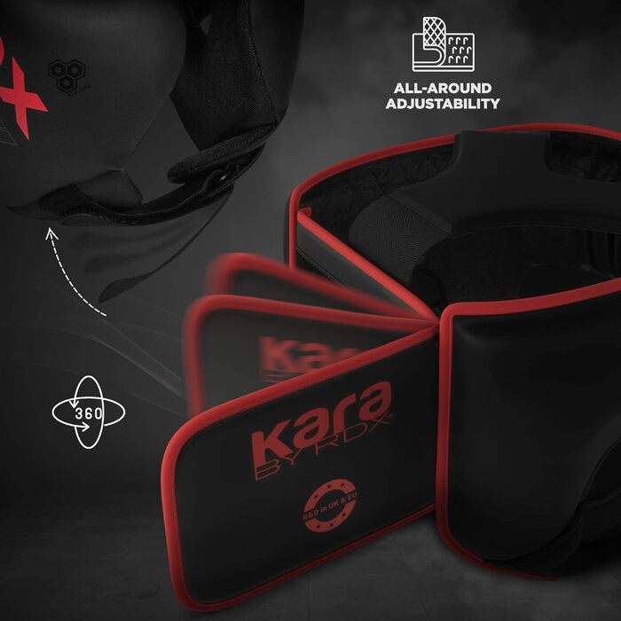 RDX Headgear for Kickboxing, Combat Sports, MMA Training - Maya Hide Sparring Head Protector for Boxing, Krav Maga, Muay Thai, Karate & Taekwondo - Red, Large