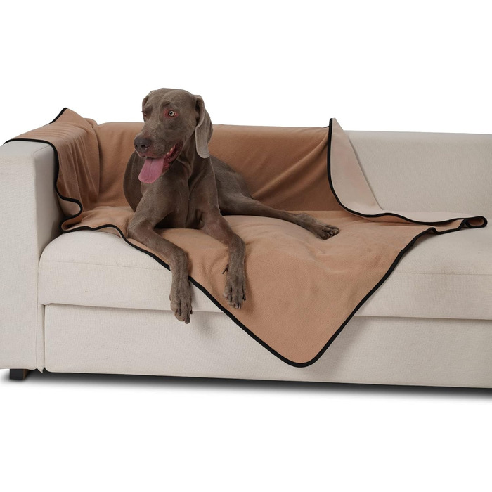 Водонепроникний коврик для собак PETTOM 152x127см, м'який коврик для великих і маленьких собак, захисний коврик для дивану, ліжка, автокрісла, меблів - 30°C, (L, Коричневий верблюд)