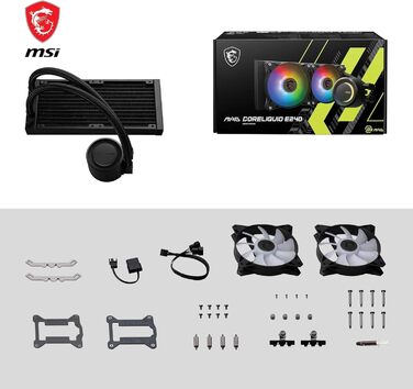 MSI MAG CoreLiquid E240 - Смарт-система водяного охолодження CPU, чорний, сумісна з AMD та Intel