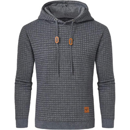Чоловічий світшот Tansozer Basic з капюшоном, довгі рукави, в клітинку, темно-сірий
