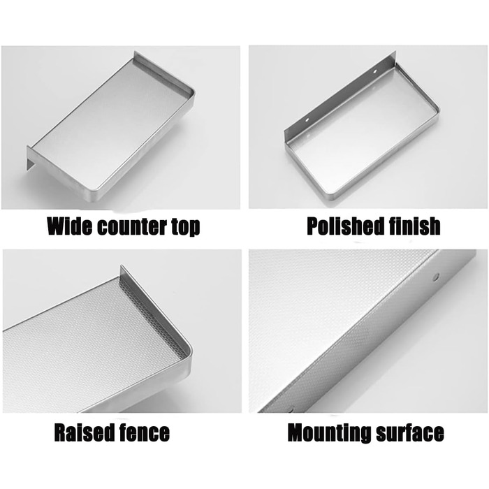Self-adhesive bathroom shelf, stainless steel, wall-mounted, shower shelf, rust-proof storage for bathroom & kitchen, brushed surface (Mirror)