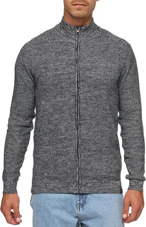 Чоловічий кардиган Indicode INWestmoon з коміром-стійкою | В'язаний кардиган з бавовняної суміші (L, Charcoal Mix)