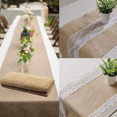 JIUERYY Natural Jute Table Runner Wedding Decoration - 30 * 275CM, 5 Pack