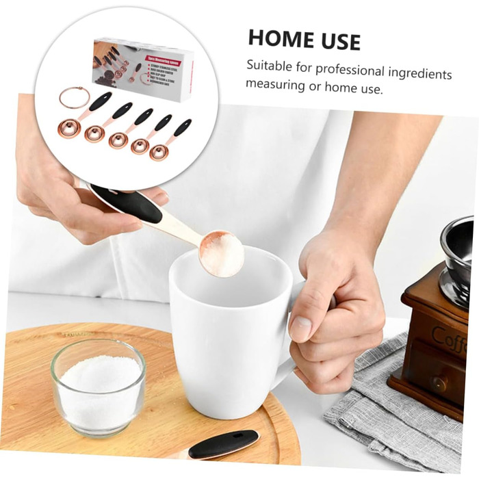 Cieeo Measuring Spoon Set in Rose Gold Kitchen/Baking Utensils Stainless Steel Spoons for Dry and Liquid Ingredients, Home Use, Spoons with Engraved Handle, Stackable Storage