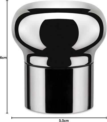 Alessi Noè GIA12 - Hermetic Bottle Stopper Design for Wine and Champagne Bottles, Polished, 10 x 8 x 14 cm