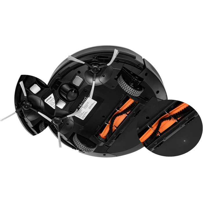 Робот-пилосос з функцією миття - 2в1. Робот-пилосос з додатком, акумулятором 120 хв, для килима, шерсті тварин та твердих підлог. З зарядну станцією та пультом дистанційного керування (Чорний)