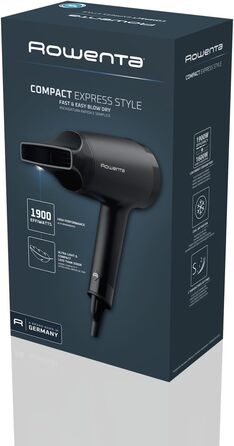 Фен Rowenta Express Style CV1811: 1900 Вт, іонізація, холодний струмінь, компактний дизайн