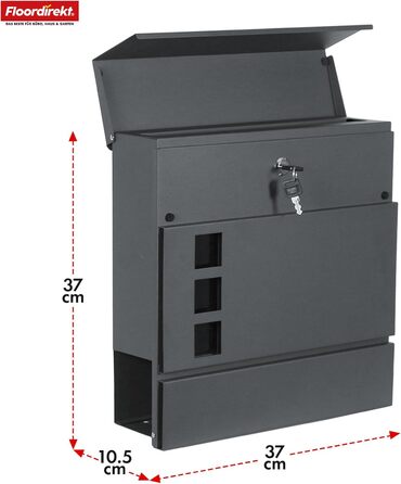 Поштовий ящик Floordirekt Jean Anthrazit з газетницею, кришкою та замком, антрацит