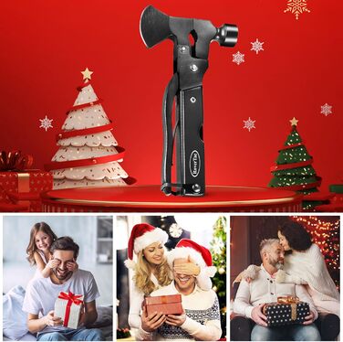 Мультитул RoverTac 14-в-1: сокира, ніж, молоток, плоскогубці, пила, відкривачка для пляшок, викрутка - ідеальний подарунок для чоловіків, кемпінгу (сірий)