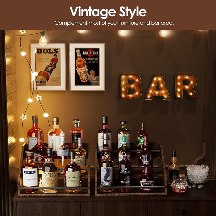 Nuovoware Schnapsflaschenregal, Bar Shelf for Schnapps Bottles, 3-Tier Schnapps Cabinet Wine Rack, 12-Bottle Bar Cabinet, Mini Bar Home Retro for Schnaps, Counter Wine Shelves, Bar Display, Wood