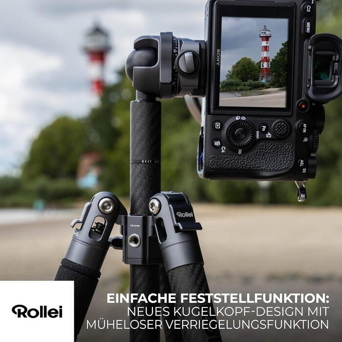 Карбоновий штатив для відео Rollei Easy Traveler: навантаження 4,5 кг, висота 164 см, ультралегкий та компактний, червоний