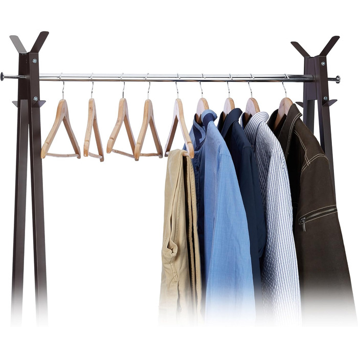 Relaxdays Clothes Hanger Set, 24 Wooden Trouser Hangers, Wardrobe Hangers, 360° Swivel Hooks, WxH: 22.5x44.5cm, natural/silver