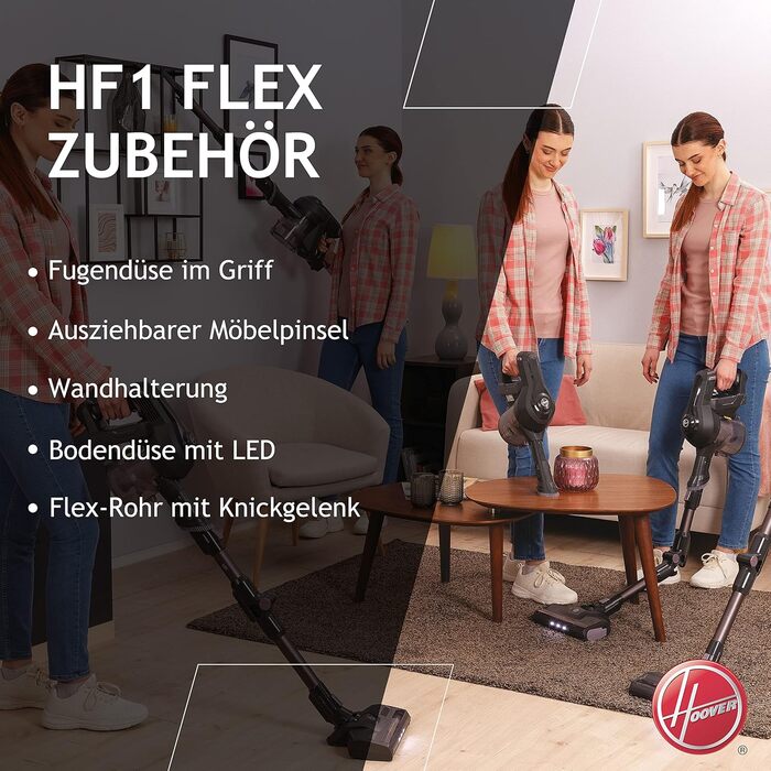 Бездротовий акумуляторний пилосос Hoover HF110H Flex: для площі до 120 м², LED-підсвічування, XL-контейнер, насадки для щілин та килимів