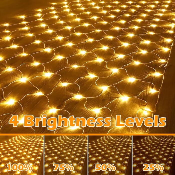 Льорочка з LED-підсвічуванням Withosent для ялинки, 400 LED, IP44, функція пам'яті, вологостійка, 8 режимів, тепле біле світло (3.5м)