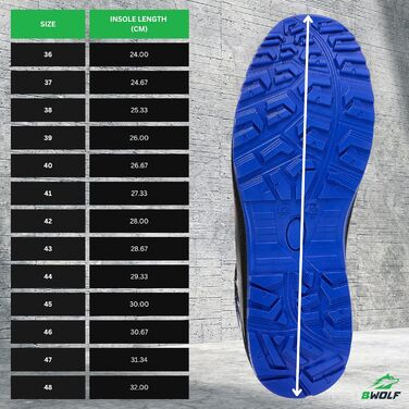 Робочі черевики BWOLF Spire чоловічі S3, водонепроникні, олієстійкі, антиковзкі 4x4 Grip Tech, Ergo підошва, 45 EU, блакитні