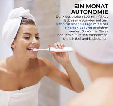 Електрична звукова зубна щітка ENOA з 5 режимами, 3 рівнями інтенсивності, таймером, IPX7 водонепроникна + 5 змінних насадок