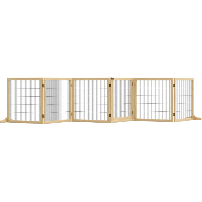 Захисне ґратка для собак PawHut - регульоване, самостійне, дерев'яне, 6 панелей, 70H x 432B см