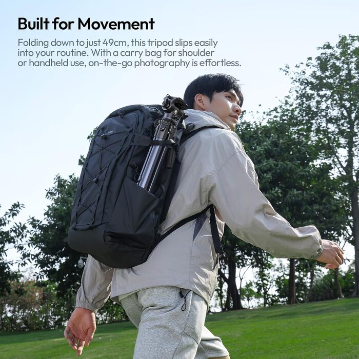 Штатив ULANZI Ombra II 156 см з кульковою головкою 360°, швидкознімною платформою та тримачем для телефону. Підходить для DSLR, Mirrorless камер, смартфонів. Вага 1,21 кг, вантажопідйомність 10 кг. Версія з ручкою на швидкознімній платформі чорного кольор