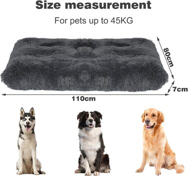 Килимок для собак, великий, 90 x 58 см, пральний, пухнастий, Sherpa, з неслизькою основою, теплий лежак для собак та котів, сірий (XL)