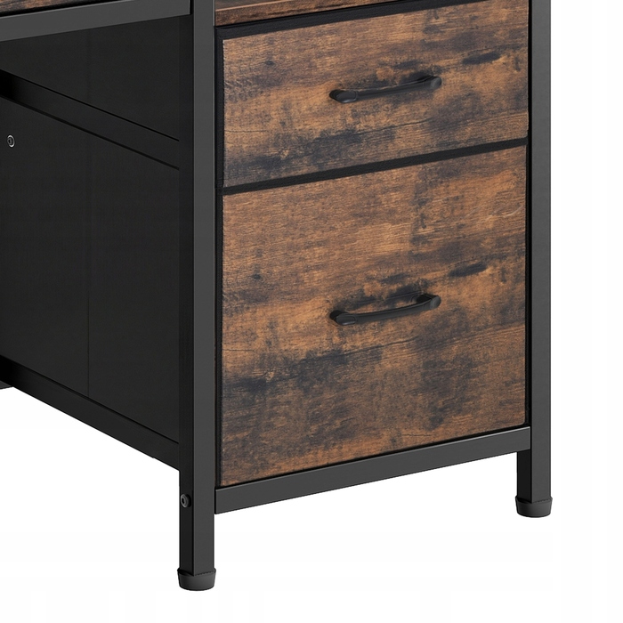 Ігровий кутовий стіл з шухлядами та полицями для домашнього офісу, коричневий