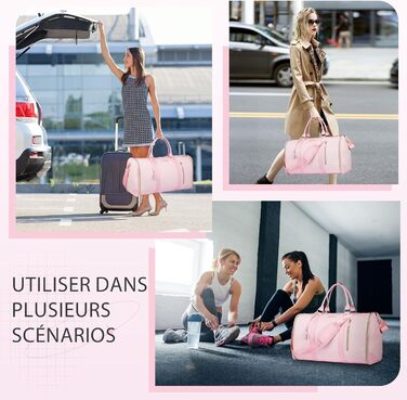 Сумка-трансформер для подорожей 50 л, 2-в-1 з водонепроникним відділенням для взуття та системою проти зминання – для жінок та чоловіків, ідеальна для ділових поїздок та відпочинку (Рожева)