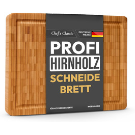 Розкриваюча дошка для нарізання з бамбуку, 100% органічний матеріал, 45 x 30 x 2 см, велика XL дошка – сертифікована FSC® антибактеріальна дошка з бамбуку для кухні (Gourmet Edition - Hirnholz Bambus, 38 x 27 x 3 см)