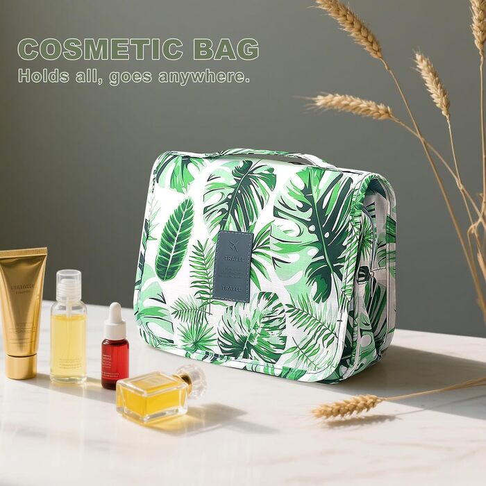 Косметичка для подорожей, чоловіча, зелена, з ручкою, з кількома відділеннями