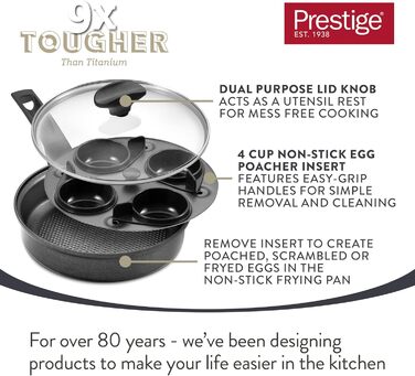 Набір сковорідок PRESTIGE 9 x Tougher: 3 шт. (21/25/29 см) з антипригарним покриттям, стійким до подряпин, індукційні, з ергономічними ручками, безпечні для духовки та посудомийної машини