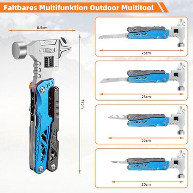 Мультитул Rollgabelschlüssel 18 в 1: преміум-мультитул з титанової сталі для чоловіків, кемпінгу, відпочинку на природі та надзвичайних ситуацій