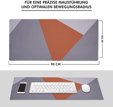Килимок на стіл XXL для ігор, мишка та клавіатура, аксесуари для столу, покращує точність та швидкість, миється, ВОДОНЕПРОНИК (темний сірий/помаранчевий)