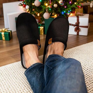 Чоловічі халапи VeraCosy з корду, м'які, зручні, з піною Memory, неслизькі, чорні (42/43 EU)