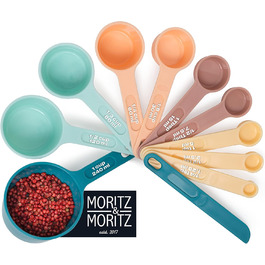 Набір мірних ложок Moritz & Moritz 11-TLG: 1/4 ч.л. - 1 склянка, для приготування та випікання з дітьми (кольоровий)
