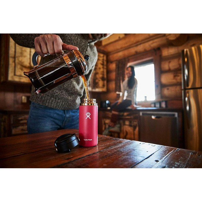 Hydro Flask 16 oz Stainless Steel Travel Coffee Mug - Insulated, Leak-Proof, Wide Mouth - Hibiscus Color