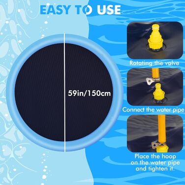 YAUNGEL Dog Pool, 170 cm, Inflatable Pool for Large & Small Dogs, 0.58mm Thickened Anti-Slip Mat Foldable Durable Splash Pad for Summer, Garden (150CM)