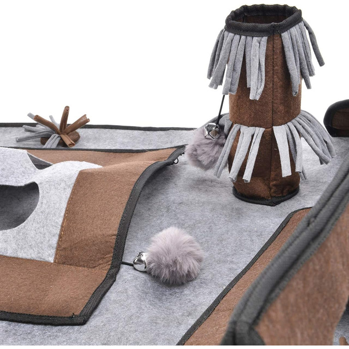 CanadianCat Company | Coleen Cat Activity Mat, Intelligence Toy for Cats, Interactive Play for Cats Activity Mat, Play Mat, gray/brown, 110 x 90 cm