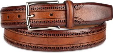 Чоловічий шкіряний шкіряний ремінь Cole Haan Brogue, 32 розміру, світло-коричневого кольору