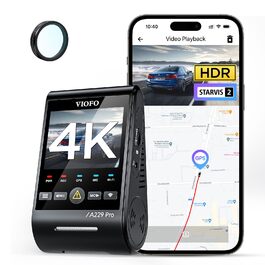 Відеореєстратор VIOFO A229 Pro 4K STARVIS 2, HDR з GPS, Wi-Fi 5GHz, CPL-фільтром та нічним баченням 2.0